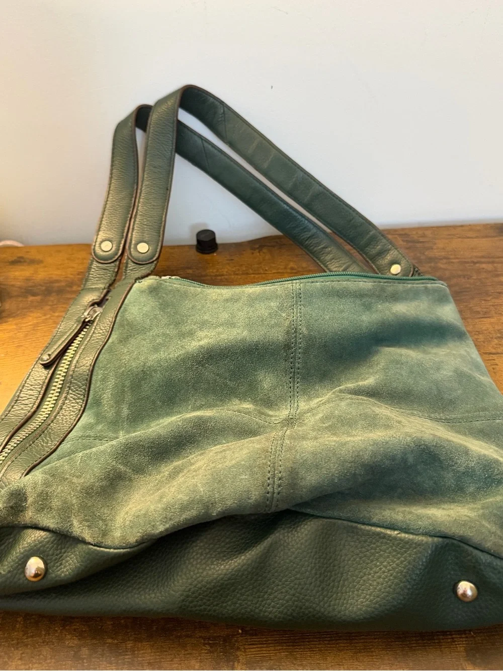 Tignanello Green Suede Hobo Bag